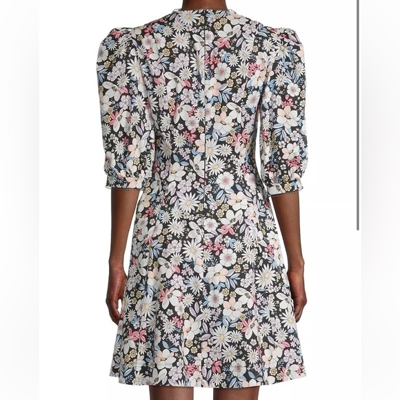 Rachel Parcell Size Small Black Floral Cotton Puff Sleeve Retro Minidress NWT - Picture 3 of 16